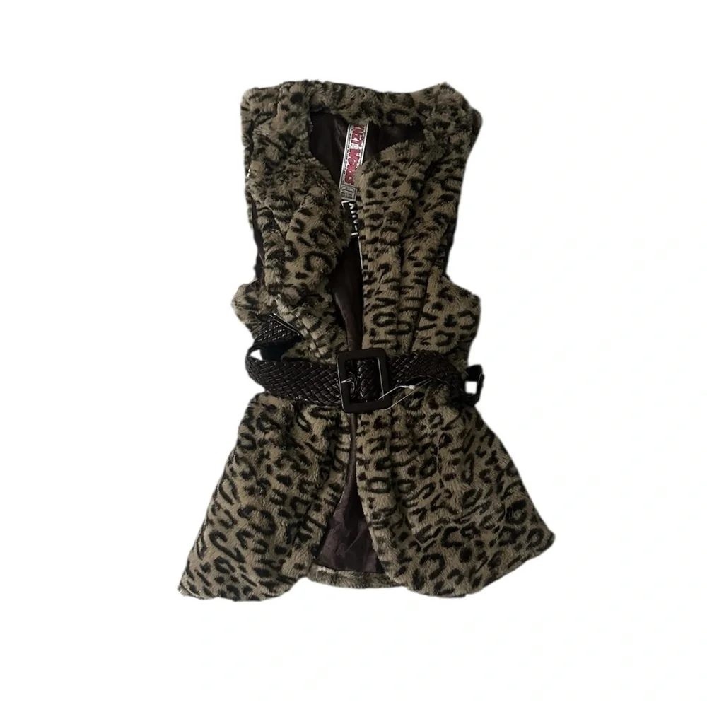 Kids Leopard Print Vest with Brown Belt